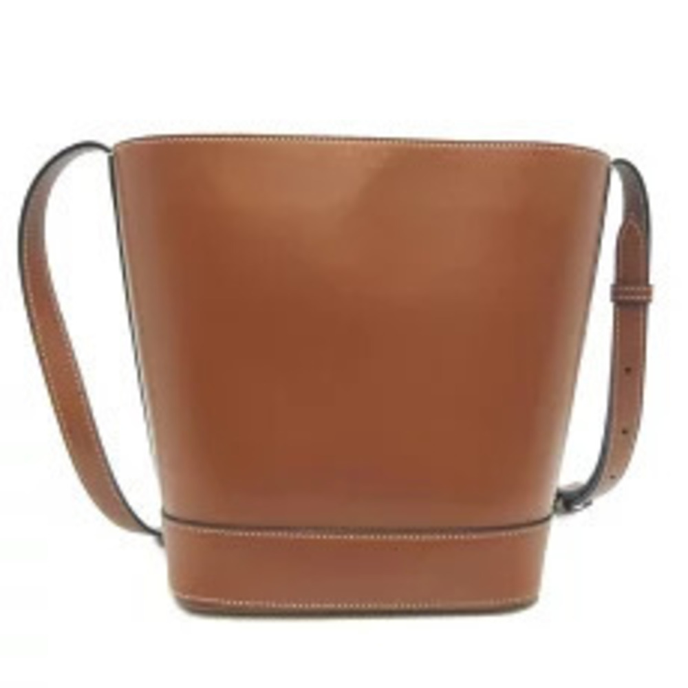 Celine Triomphe Brown Shoulder Bucket Bag Leather Brown